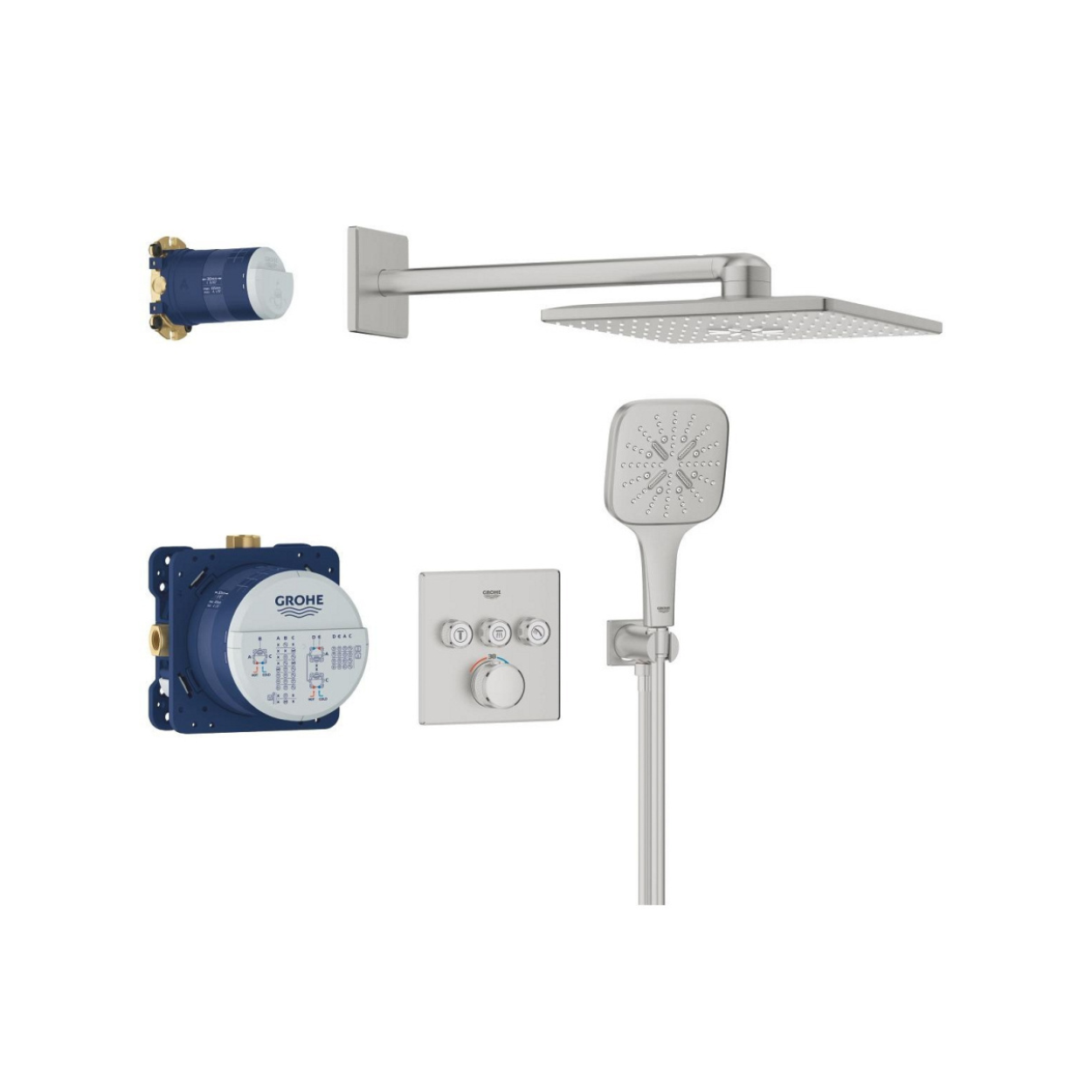 Душевая система GROHE Grohtherm SmartControl 34864DC0 с термостатом для душа суперсталь