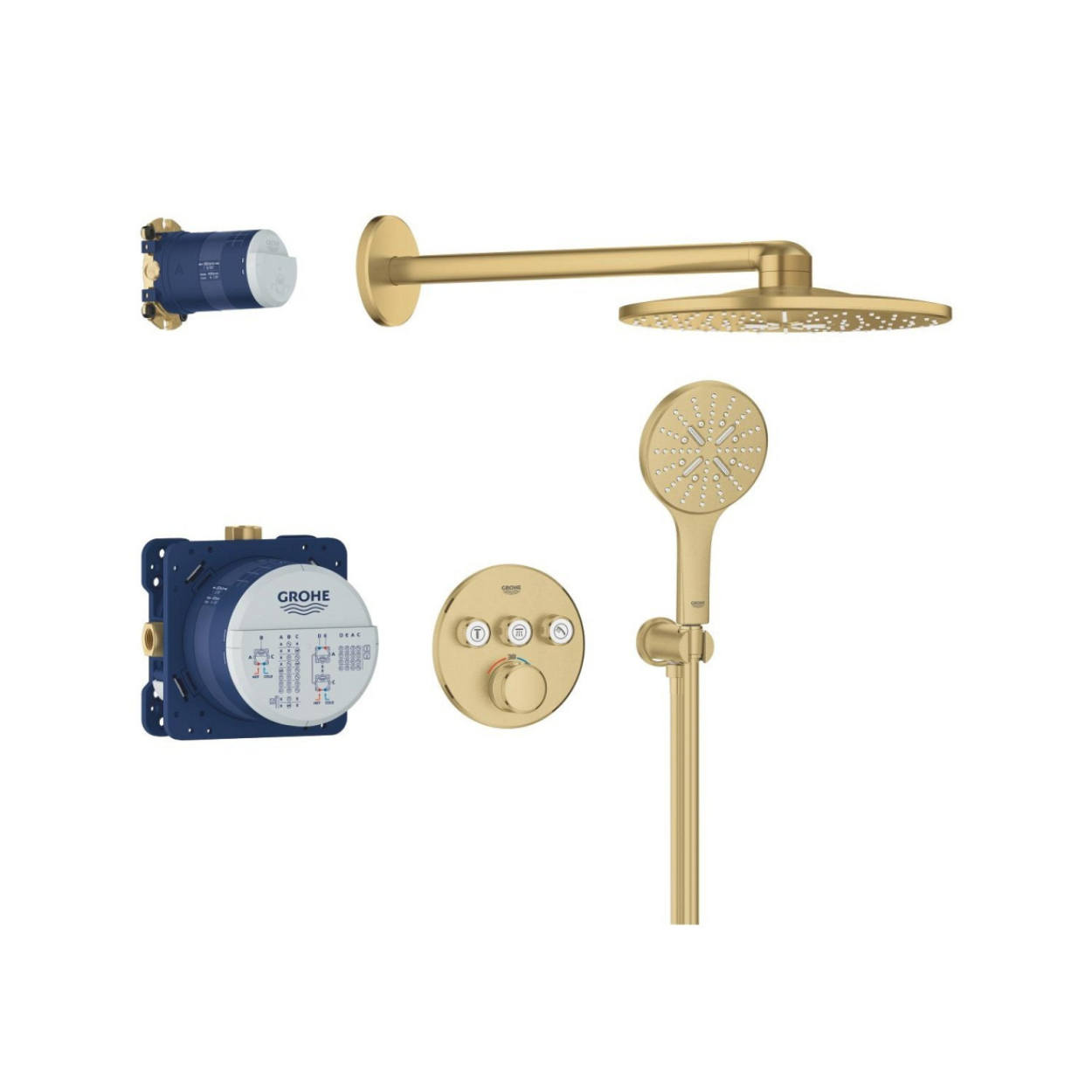 Душевая система GROHE Grohtherm SmartControl с термостатом для душа, холодный рассвет матовый (34863GN0)
