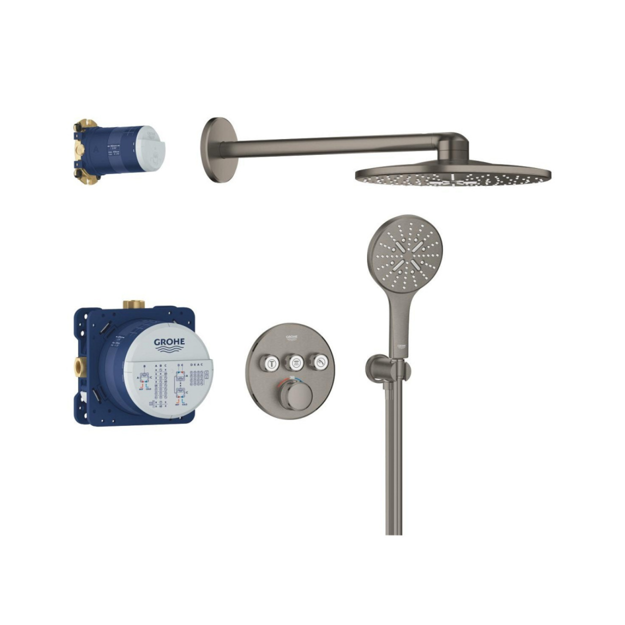 Душевая система Grohtherm SmartControl темный графит матовый 34863AL0 от GROHE