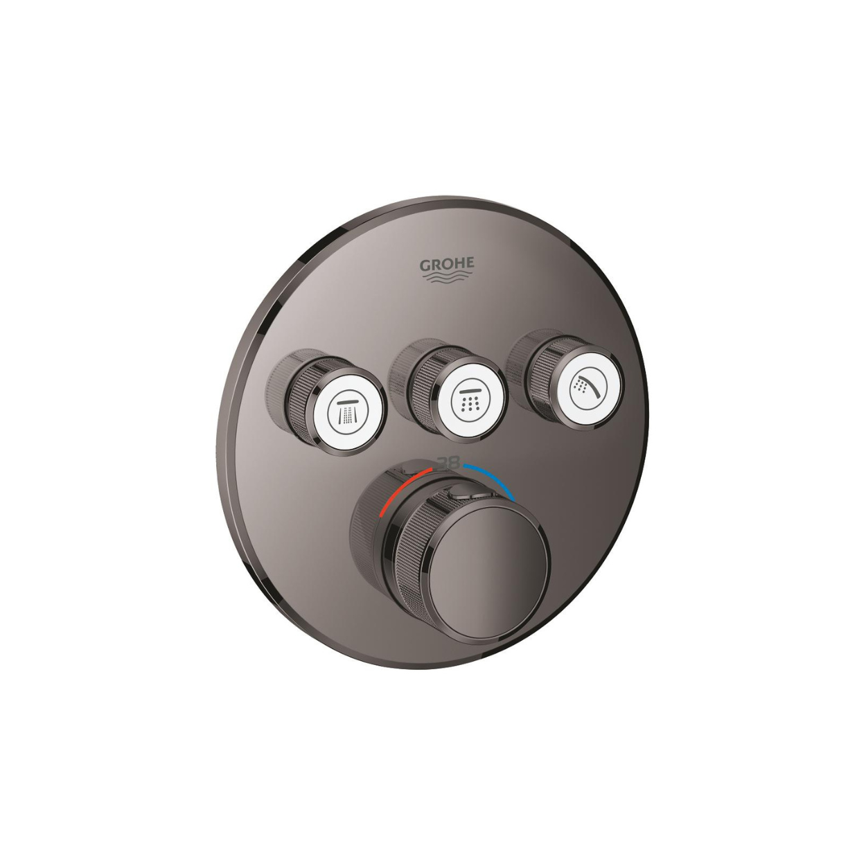 Внешняя часть термостата для душа GROHE Grohtherm SmartControl на 3 потребителя круглая темный графит глянец 29121A00