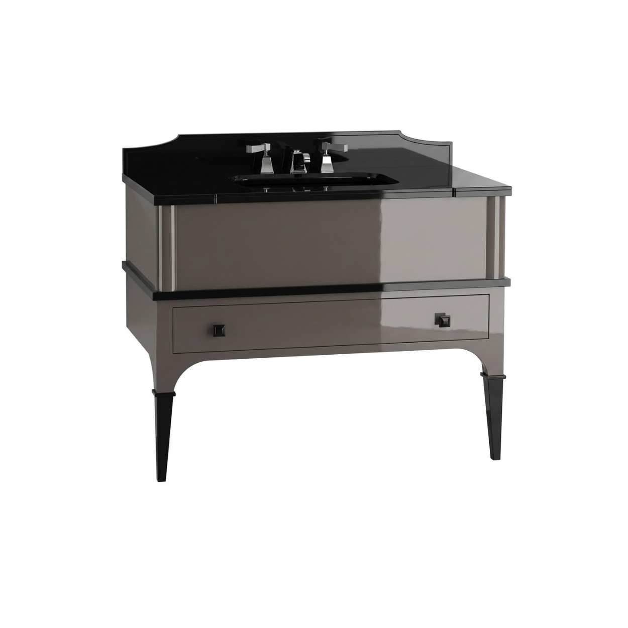 База под раковину Devon&Devon Suite 2 D Warm Grey со столешницей Nero Assoluto DETRATIDROREP