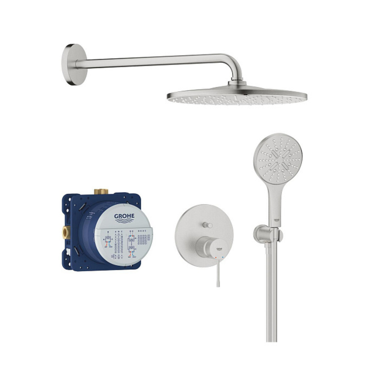 Набор для душа скрытого монтажа Grohe Essence New 25287DC0 Суперсталь