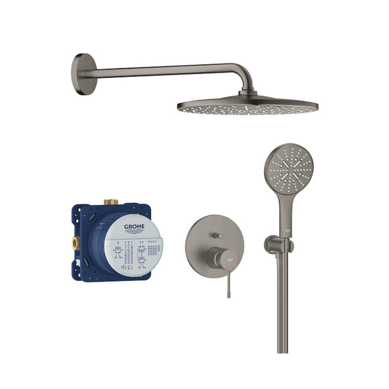 Набор для душа скрытого монтажа Grohe Essence New 25287AL0 Матовый темный графит